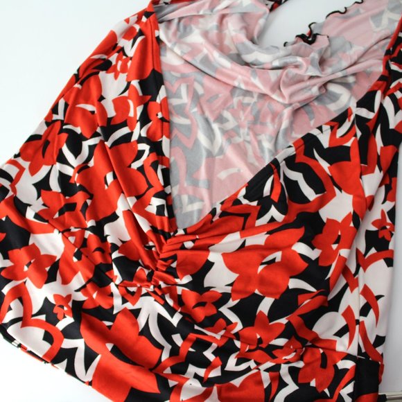 Diane Von Furstenberg DVF Silk knit drape front low back halter top sz 12 floral - Picture 5 of 10